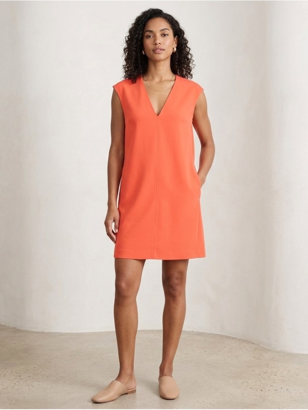Rachel Rachel Roy Women's Small Orange Sleeveless V-Neck Shift Tunic Dress S